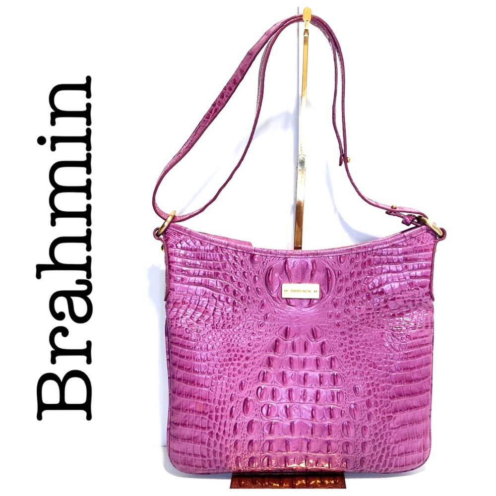Brahmin Vibrant Pink Croc-Embossed Bag